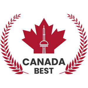 Canada best badge in red color with no background